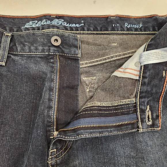 Eddie Bauer Jeans Men's 36x30 Blue Dark Wash Relaxed Fit Vintage Y2K Bootcut - Picture 6 of 14